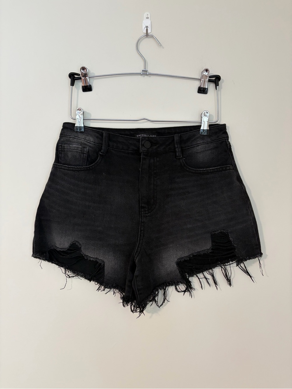 Sincerely Jules High-Rise Black Distressed Denim Shorts